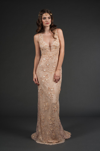 Nude Neck Gown | Olvi's Lace