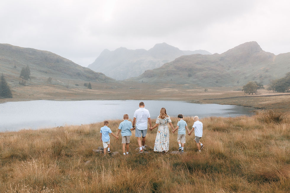 Lake District Family Photography, family walk towards Blea Tarn