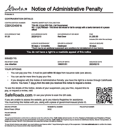 Notice of Administrative Penalty sample
