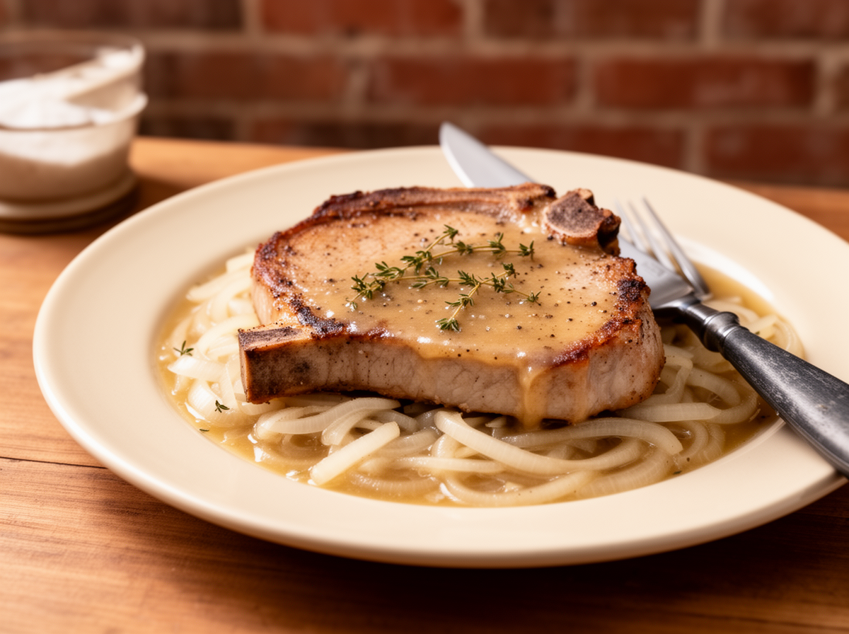 Erickson Slow Cooker Pork Chops & Onion Gravy