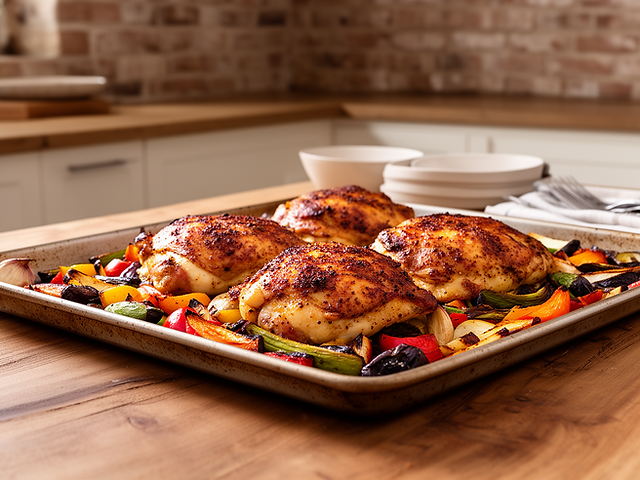 EFK Mediterranean Chicken & Roasted Vegetable Sheet-Pan Dinner