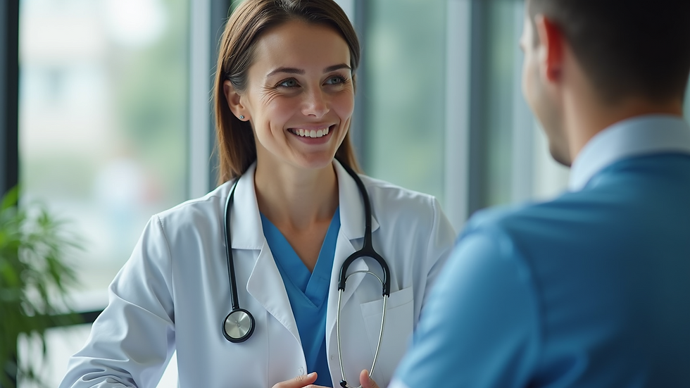 Close-up view of a healthcare provider discussing preventive care with a patient
