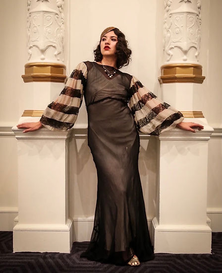Fab Gabs Golden Peplum black and white dress cropped.jpeg