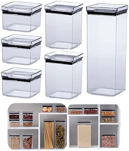 Kit 6 Potes Tampa Hermético Porta Alimentos Mantimentos Armário Cozinha - Paramount