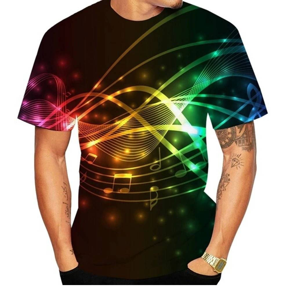 Camiseta Notas Musicais 3D - Modelo 4
