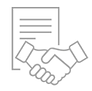 Document and handshake icon symbolizing the proposal, formal agreement, and client onboarding process for interior design services.