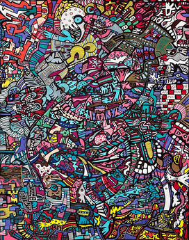 Bird's-Eye Viewing, by Mindy Seeger; 2024, sharpie on paper, 24"H x 19"W