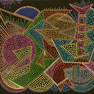 Awakening, by Mindy Seeger; 2018, acrylic on canvas, 16"H x 20"W