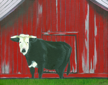 King Ferry Cow, by Holly Whitstock Seeger, 2007, acrylic on canvas, 11"h x 14"w