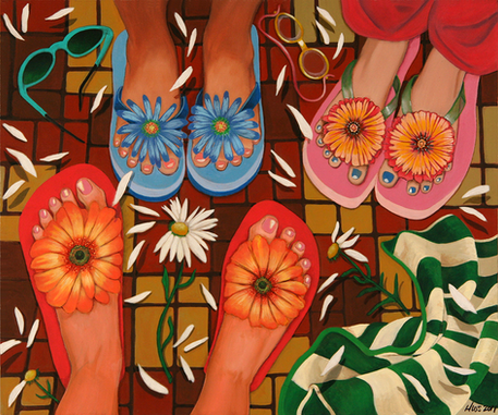 Flower Feet, by Holly Whitstock Seeger, 2011, acrylic on canvas, 20"h x 24"w