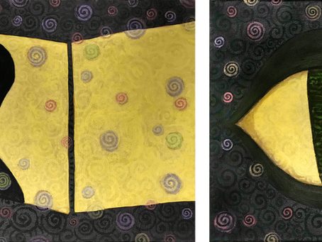 Cuyamungue Diptych, 2011, acrylic on canvas, 16" x 12" and 12" x 12"