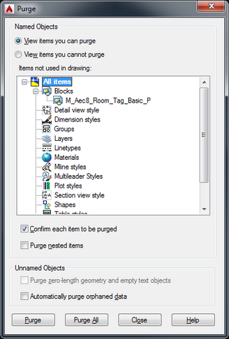 Selectively Removing Unused Elements in AutoCAD
