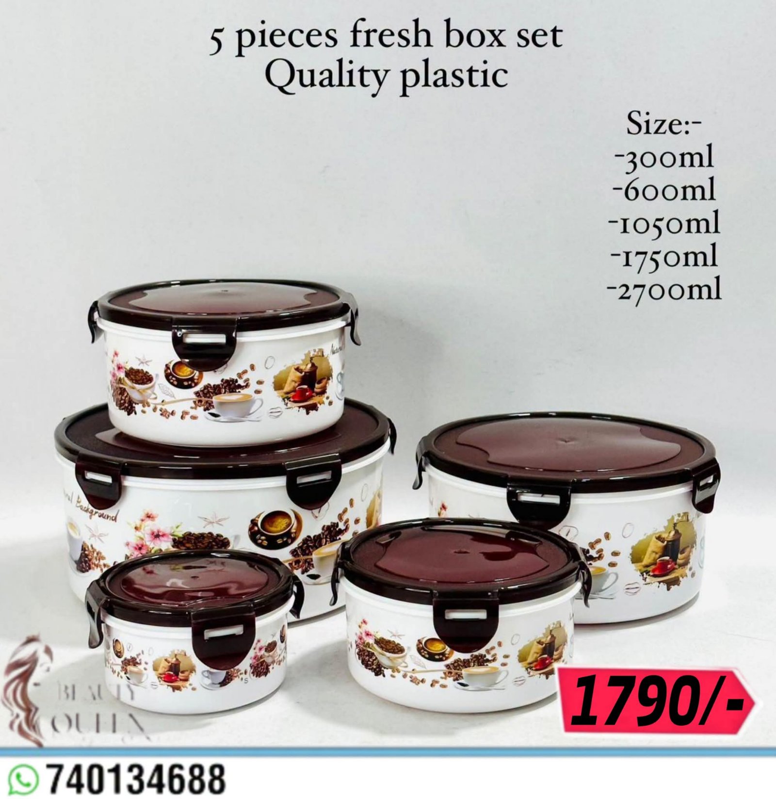 5-Piece Plastic Food Container Fresh Box Set