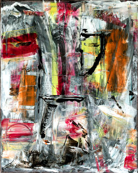 art brut abstrait présentant un auto portrait de l'artiste