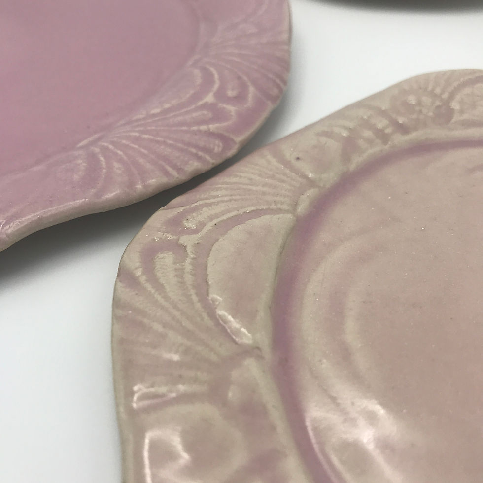 Thumbnail: handmade pink laced nesting plates - set of 5