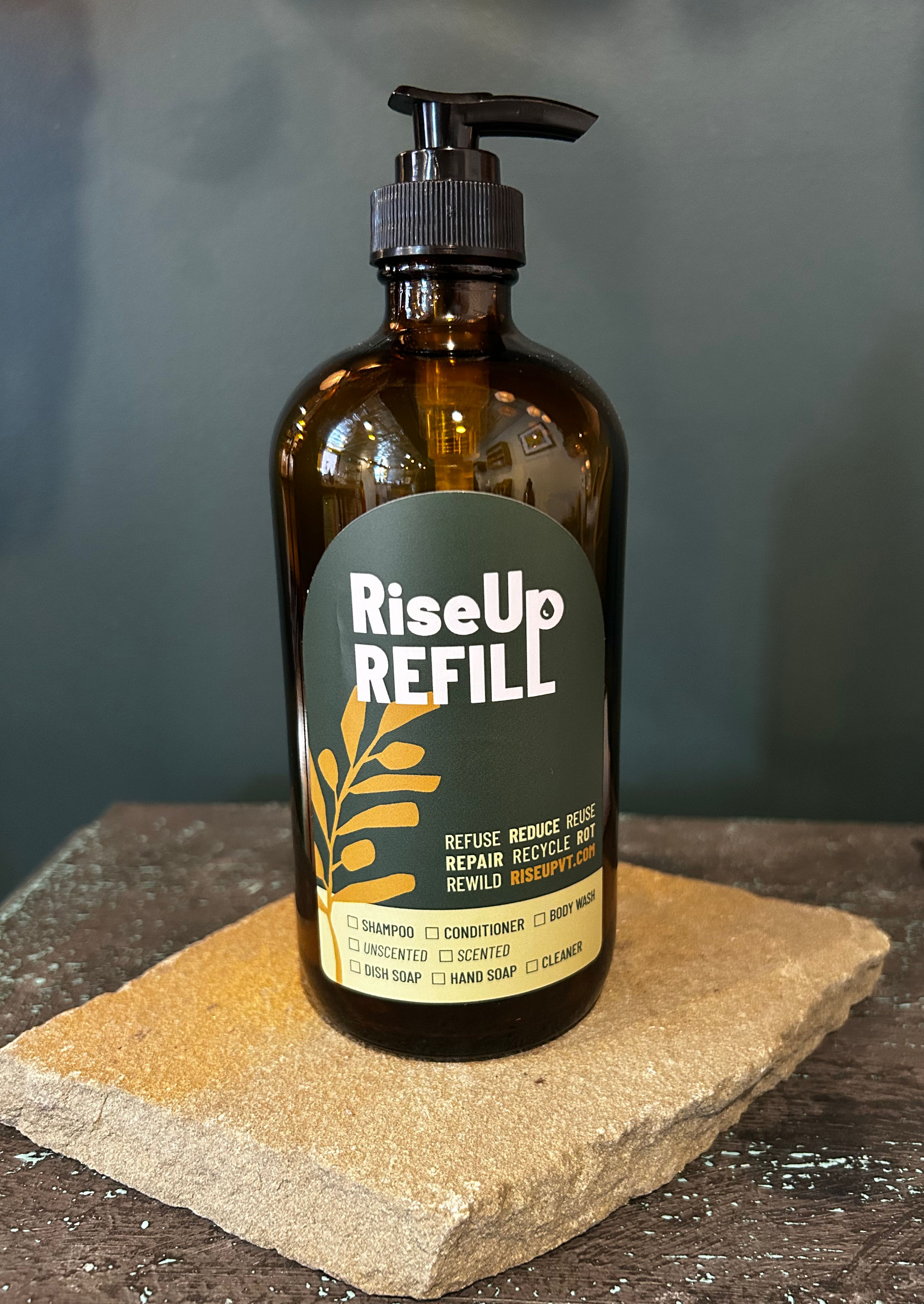 Amber Glass 16oz Bottle w/ Pump