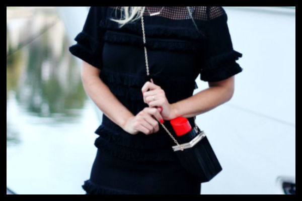 Thumbnail: Black Lipstick Novelty Clutch Bag