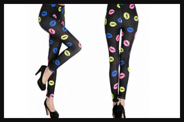 Thumbnail: Black Leggings With Colourful Lips