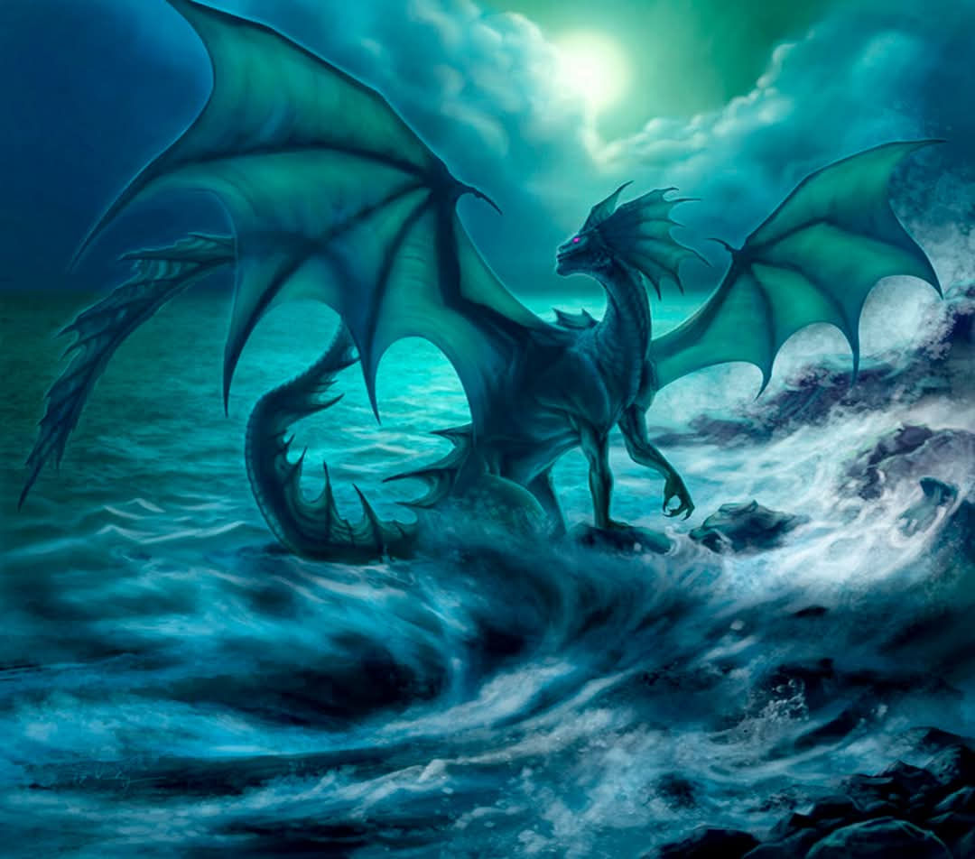 Dragon on seashore
