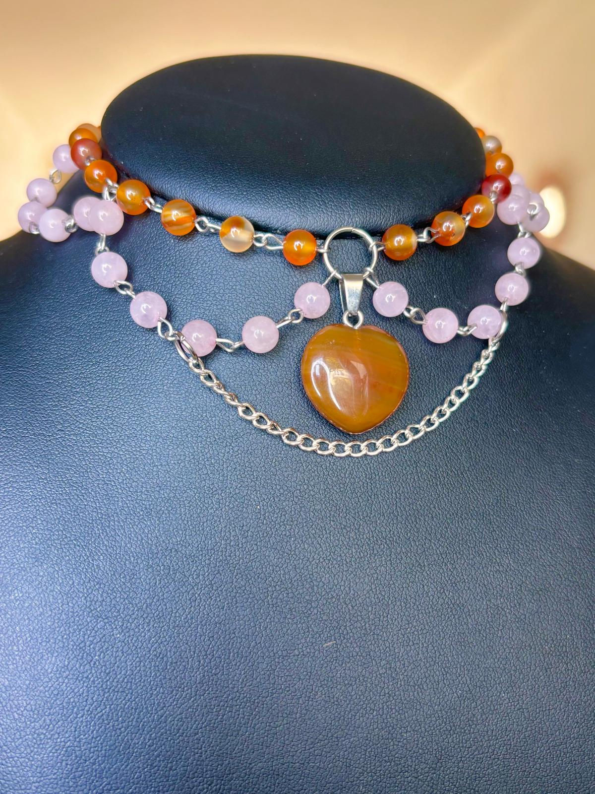 APHRODITE - Collier Cornaline et Quartz Rose