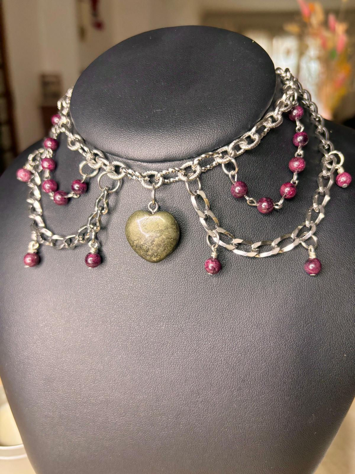FREYA - Collier Pyrite, Grenat