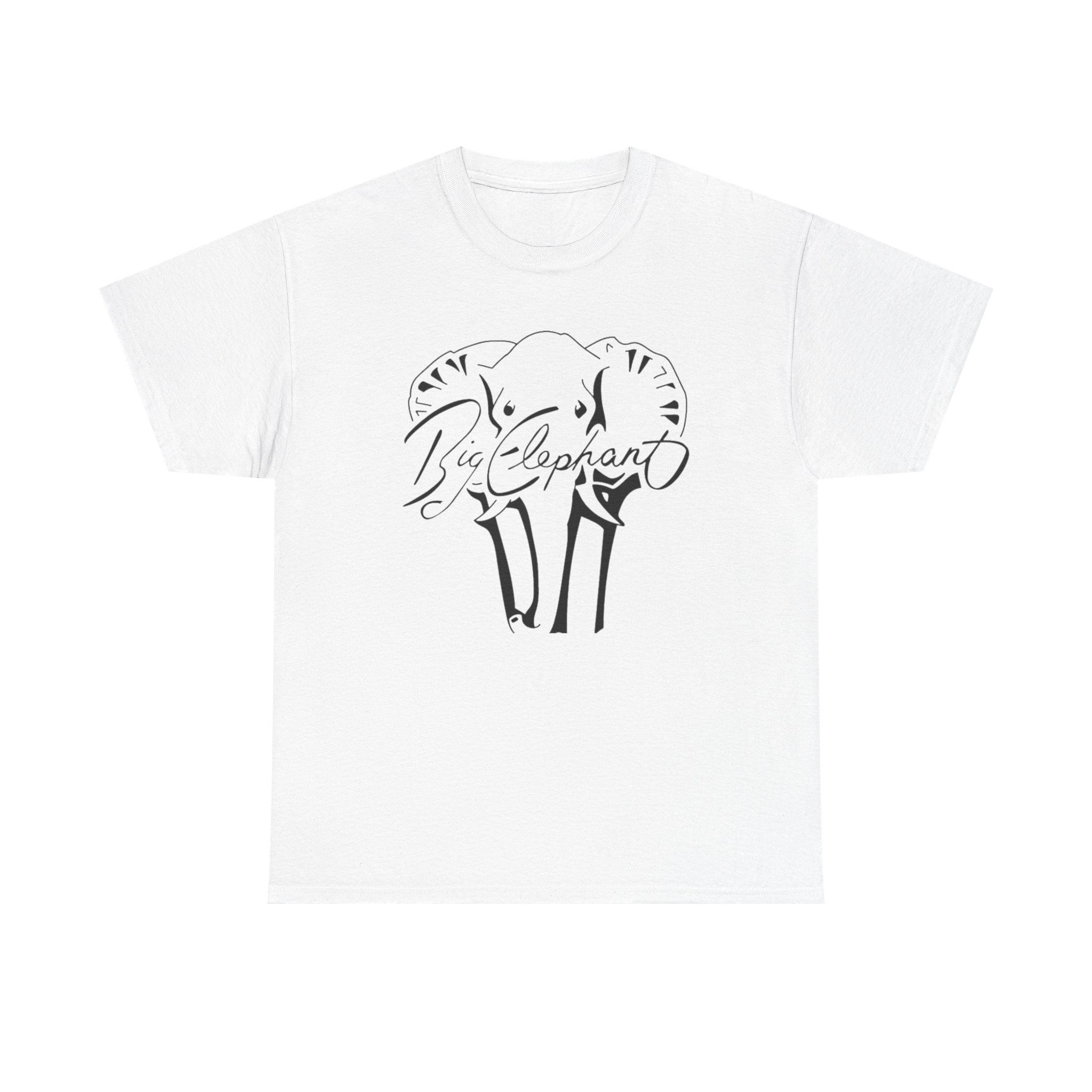 Elephant Sketch Tee | Handwritten 'Big Elephant' Line Art T-shirt