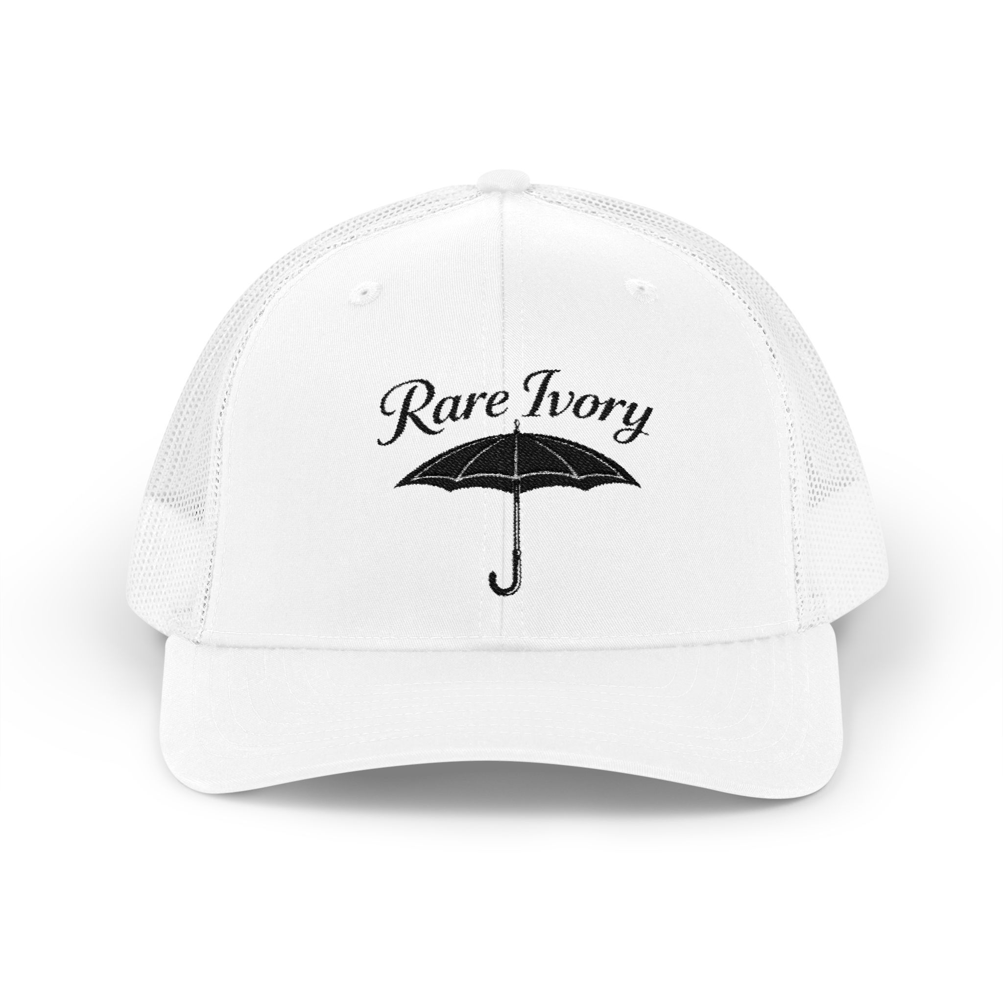 Rare Ivory Umbrella Snapback Trucker Cap — Vintage Script Logo Hat
