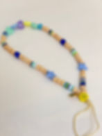 Thumbnail: Wooden beads with hearts and stars - short mobile chain