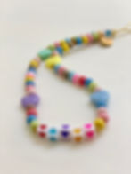 Thumbnail: Pastel color beads with heart - short mobile chain