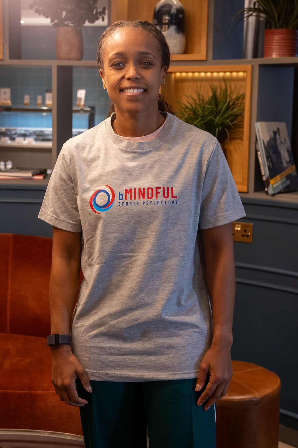 Natasha Jonas MBE wearing a bMindful Sports Psychology