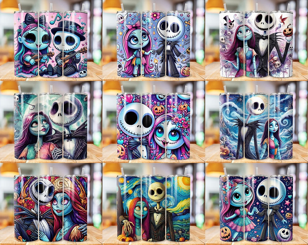 Thumbnail: 30x pre-printed sublimation designs jack & sally bundle 
