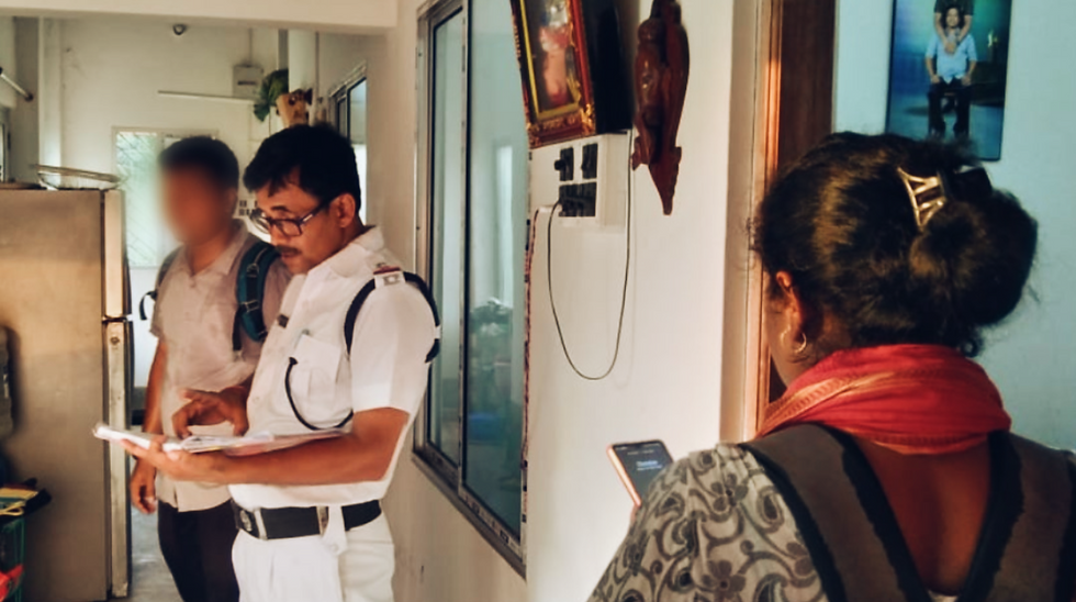 The police gather details at the brothel