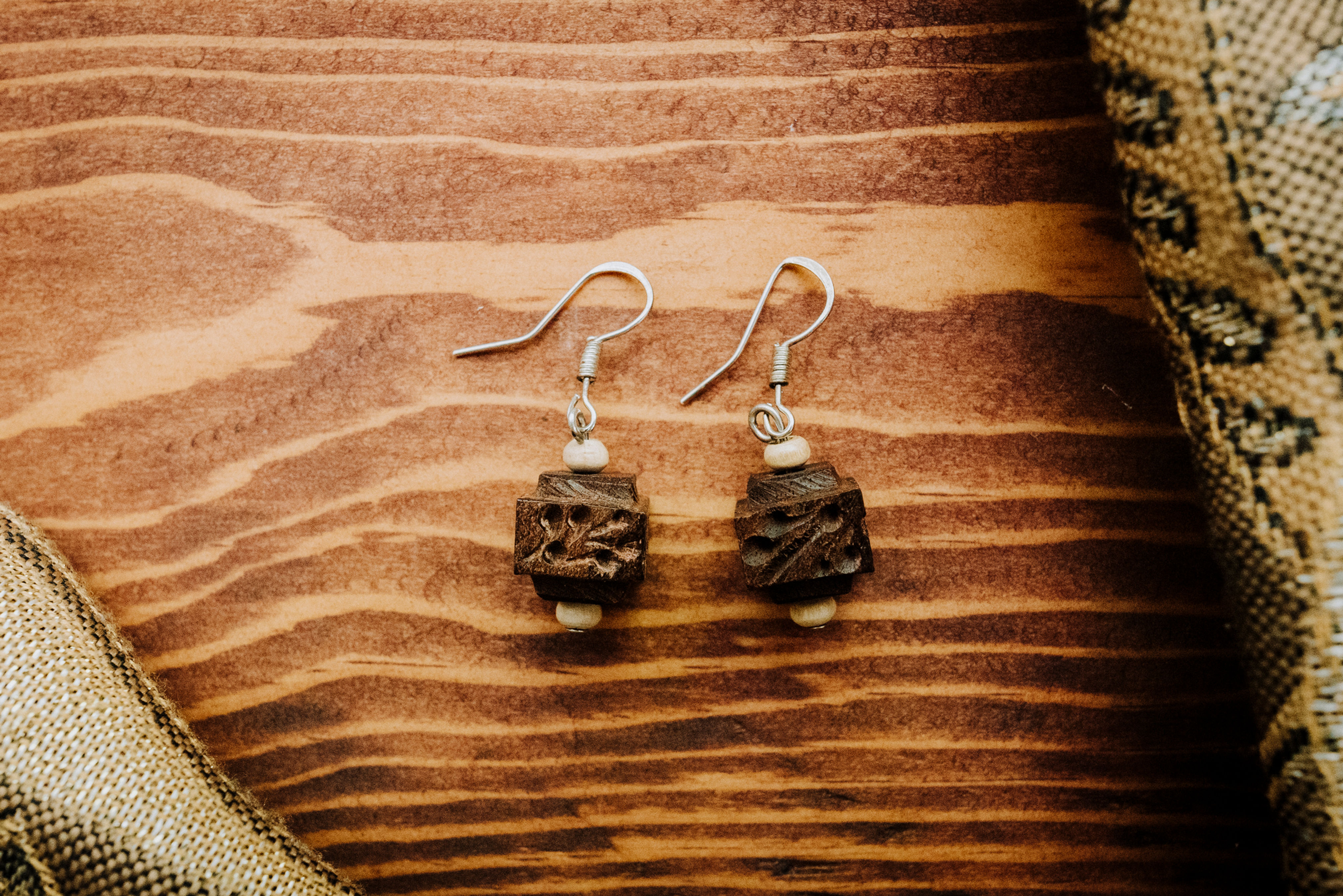 Mango Wood Cube Earrings