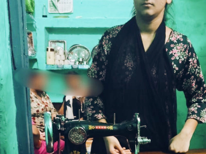 Kanchan with her new sewing machine