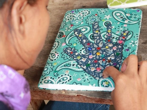 Sonali making a journal