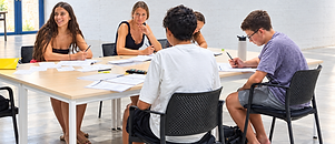 Teenagers in a Spanish class in Barcelona