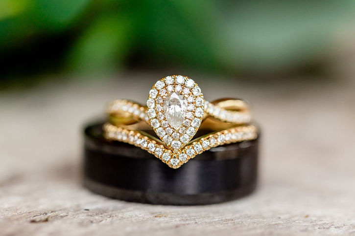 macro ring photography of wedding rings during wedding in 30a