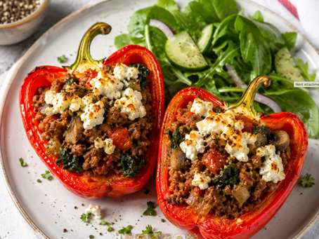 Greek-Style Beef & Feta Stuffed Peppers