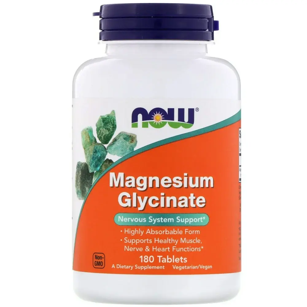 NOW® Magnesium Glycinate – 200 mg (180 Tablets)