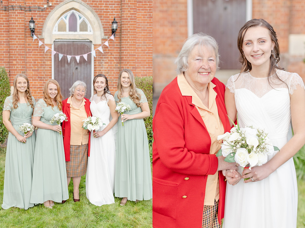 bride, bridesmaids, and grandmother of the bride wedding portaits