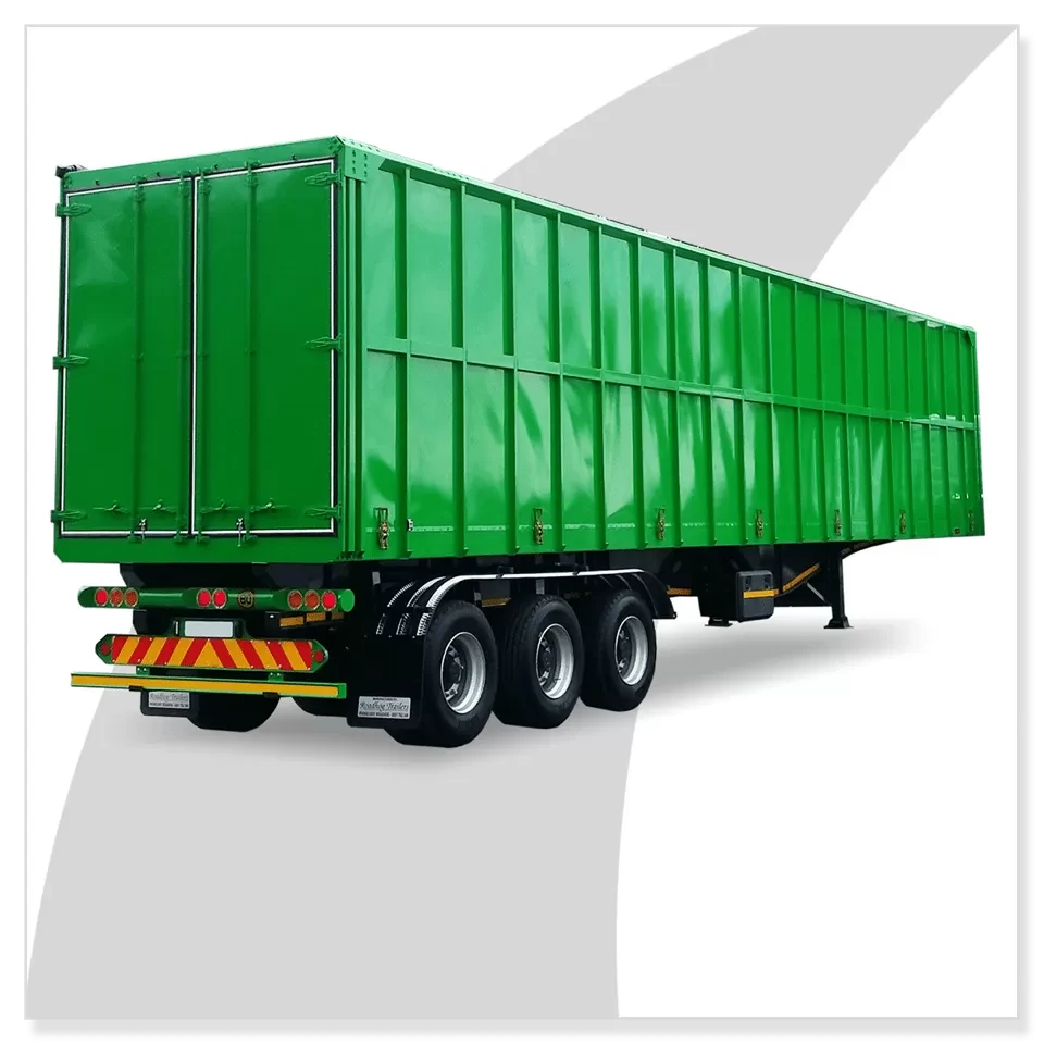 Roadhog Trailers Walking Floor - rear view with bulk material. - Main Photo