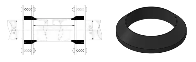 Technical CAD drawing showing a cross-section of a mechanical assembly with fasteners. The stark black and white aesthetic emphasizes precision and engineering design.