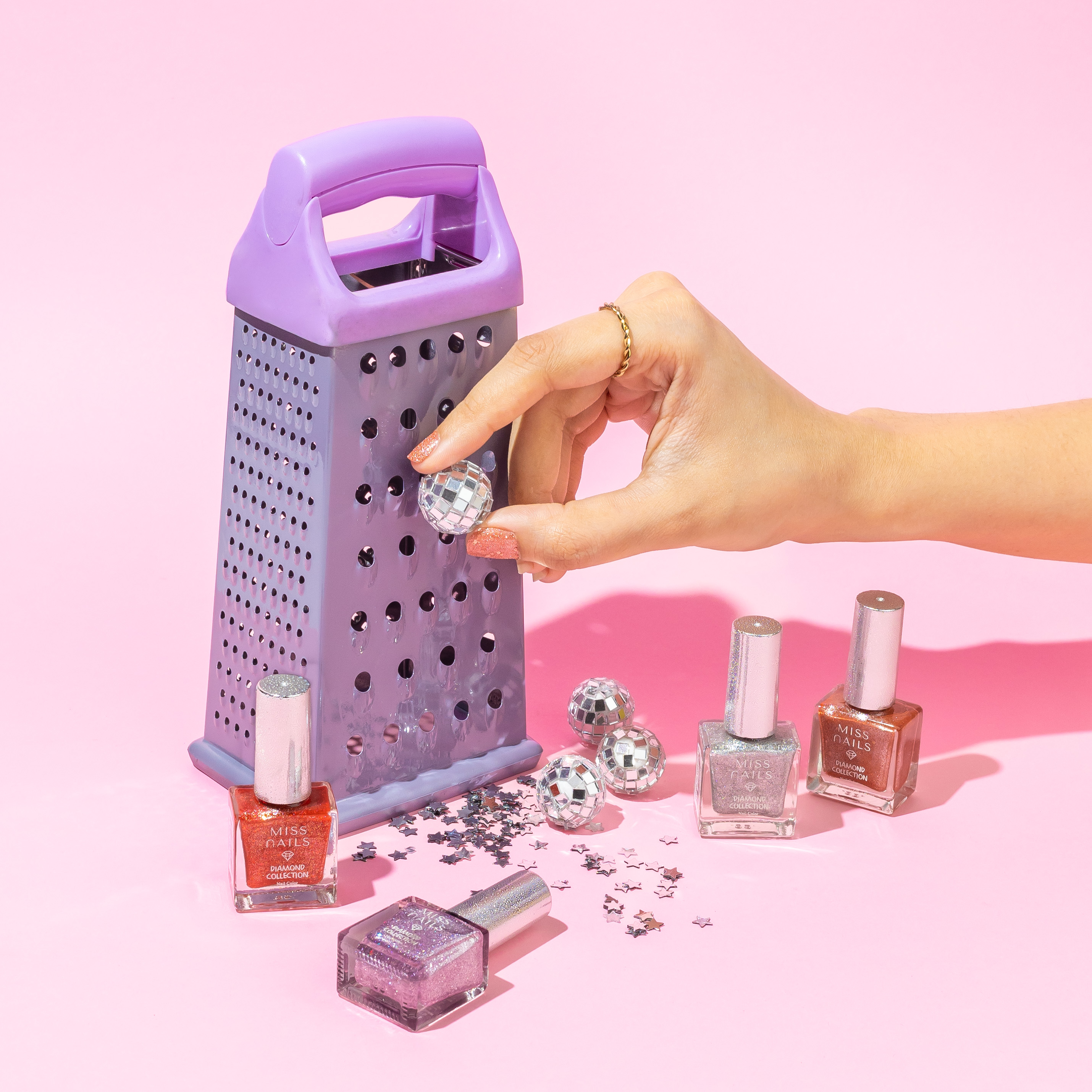 Product photography and styling for Miss Nails nail paints