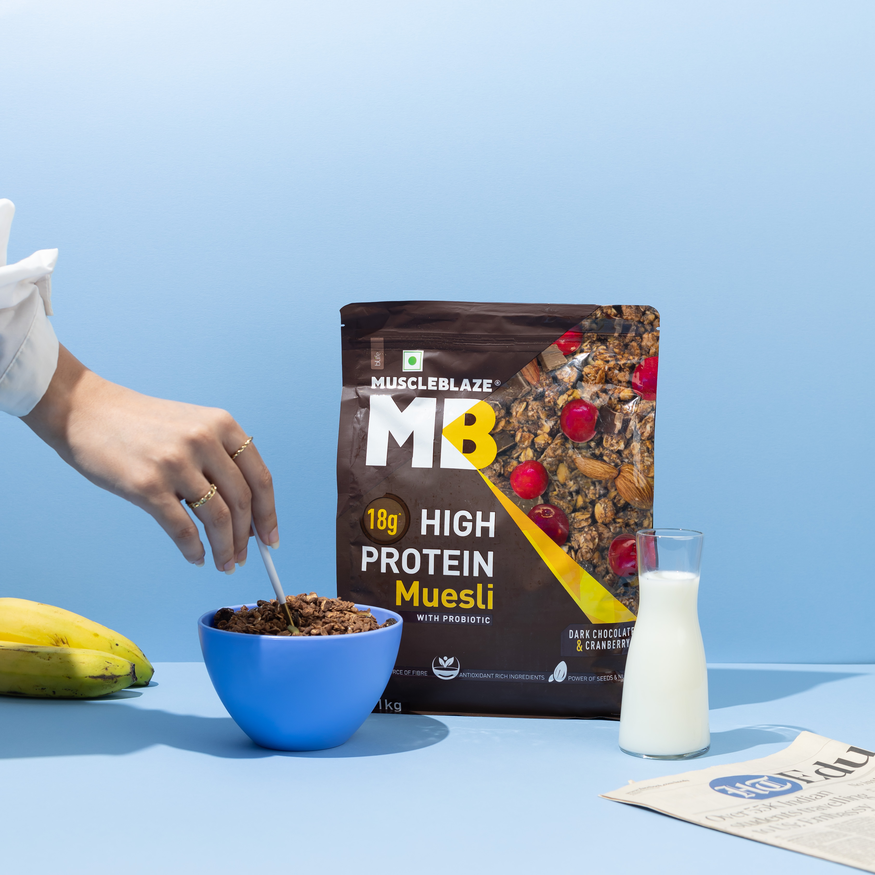 Product photography and styling for MuscleBlaze protein muesli