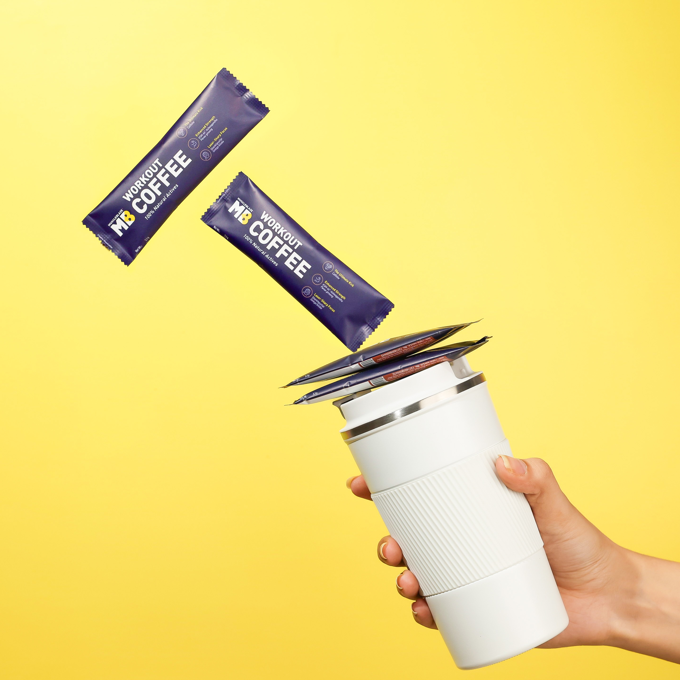 Product photography and styling for MuscleBlaze workout coffee