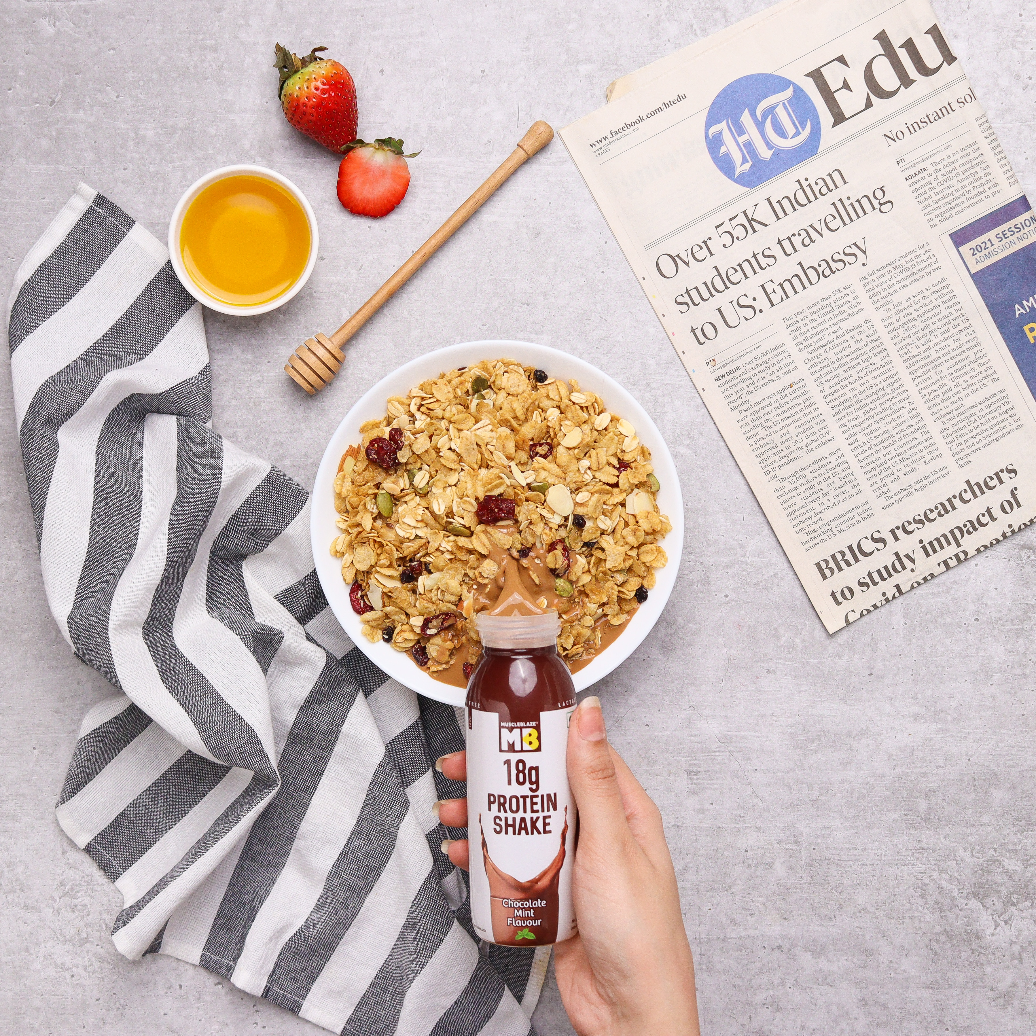 Product photography and styling for MuscleBlaze Protein shake