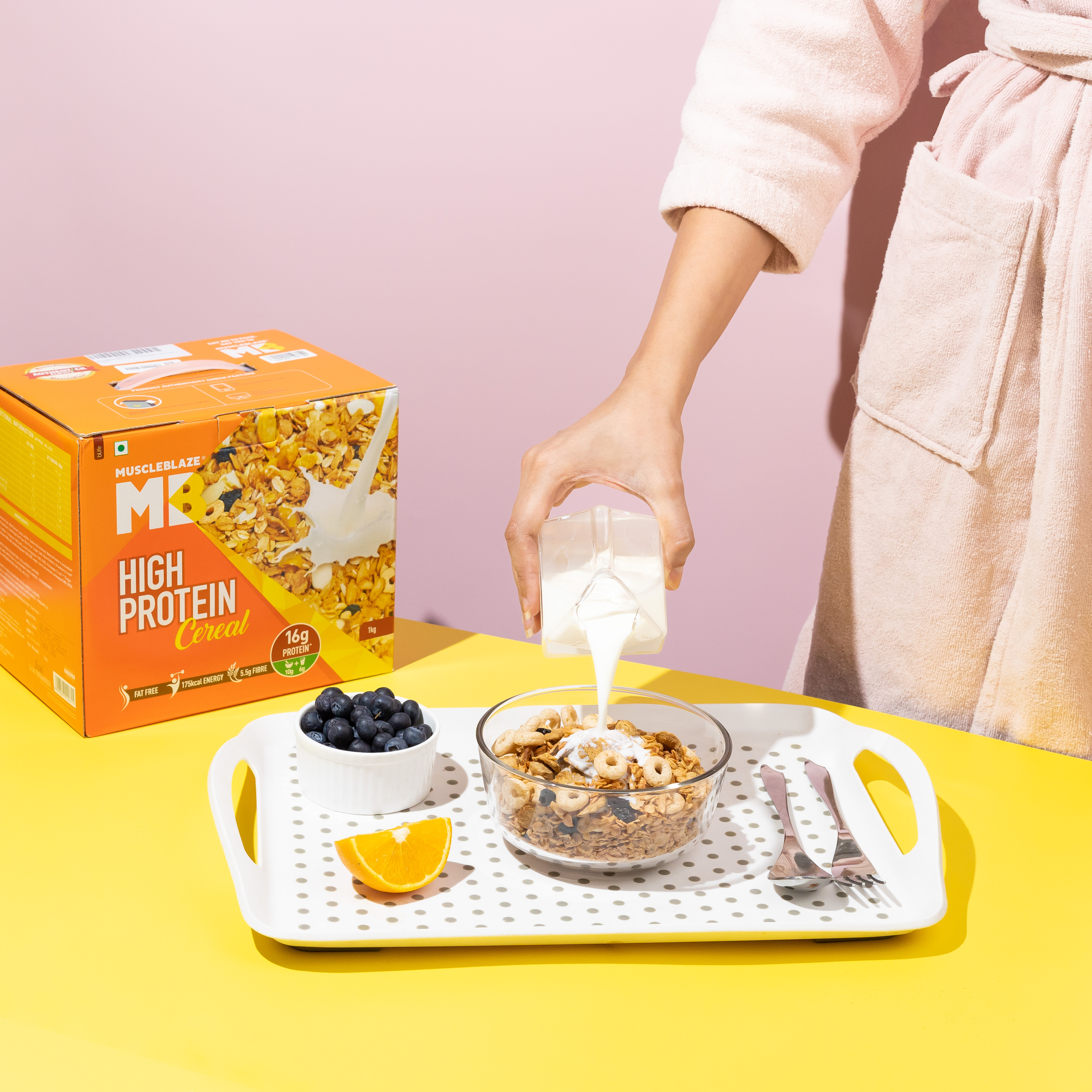 Product photography and styling for MuscleBlaze protein cereal