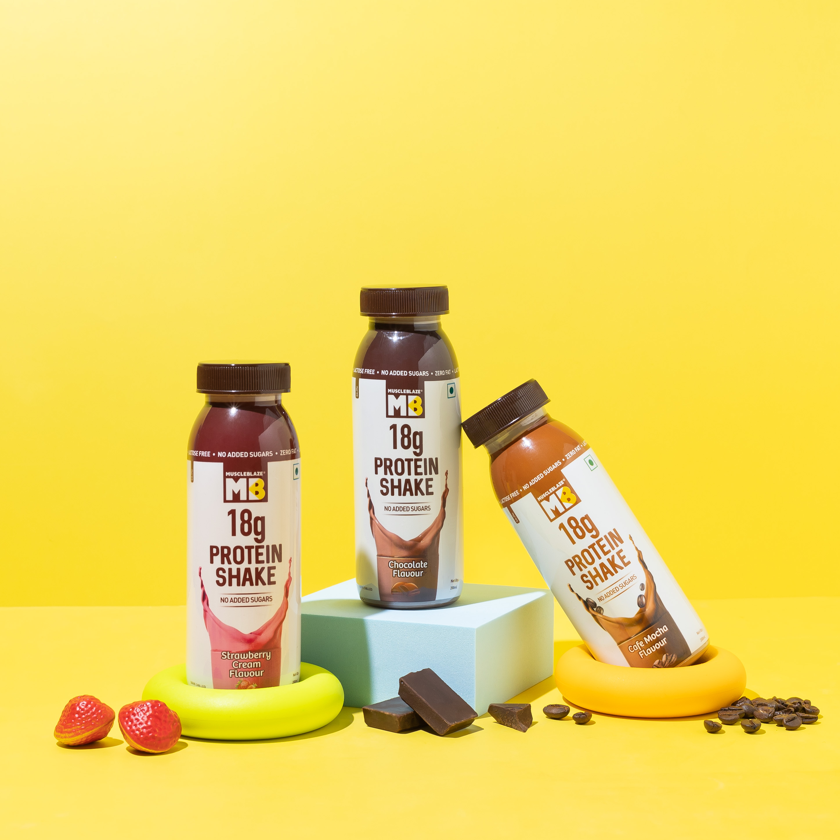 Product photography and styling for MuscleBlaze Protein shake