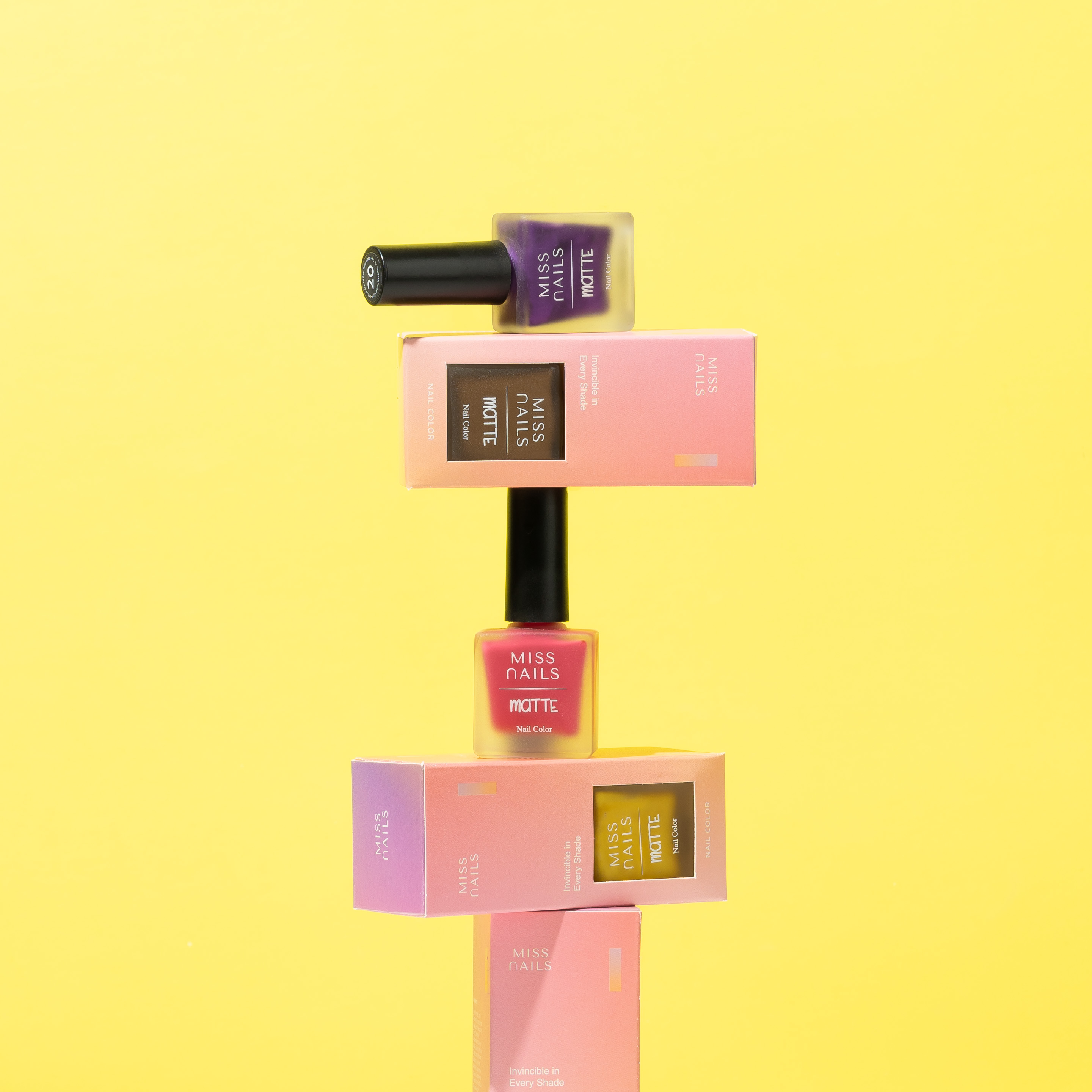 Product photography and styling for Miss Nails nail paints