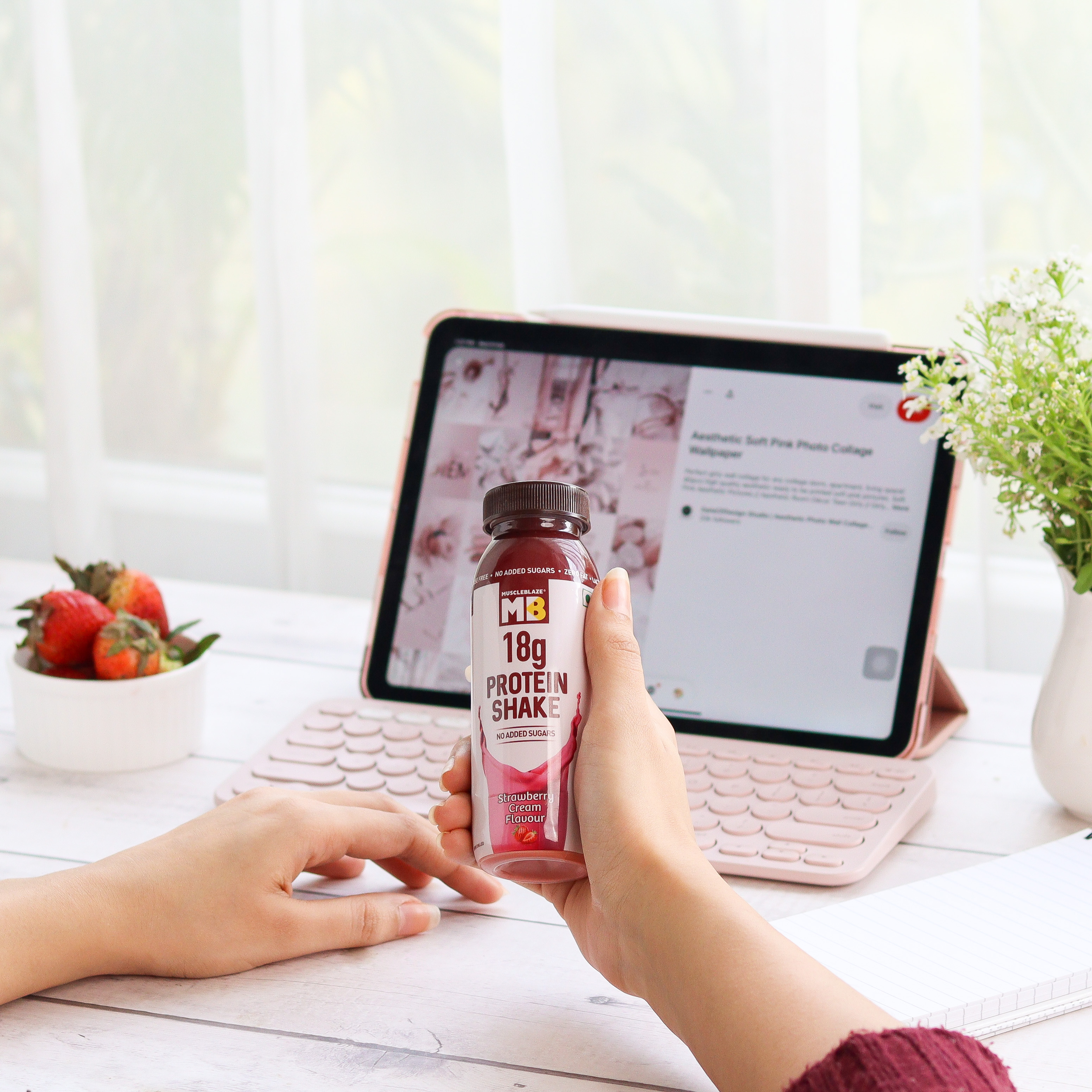 Product photography and styling for MuscleBlaze Protein shake